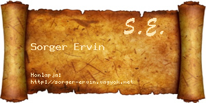 Sorger Ervin névjegykártya